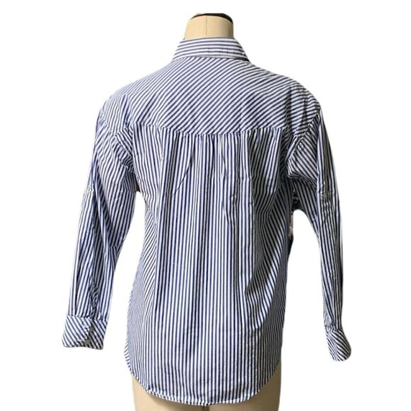 Copper Key Striped Button-Up Shirt Sz S Blue White #167E - Picture 8 of 13